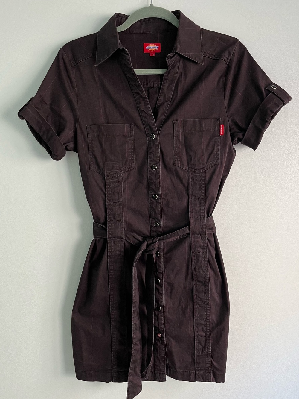 90s Y2K Dickies Short Sleeve Button-Up Utility Carpenter T-Shirt Dress